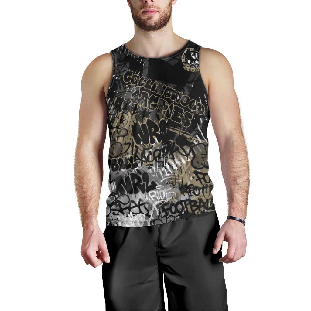 Collingwood Magpies Men Tank Top Urban Graffiti Street Art - Bold Abstract Spray Paint