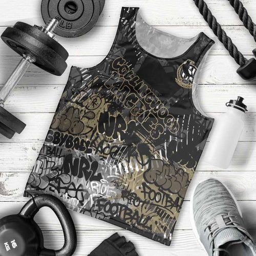 Collingwood Magpies Men Tank Top Urban Graffiti Street Art - Bold Abstract Spray Paint