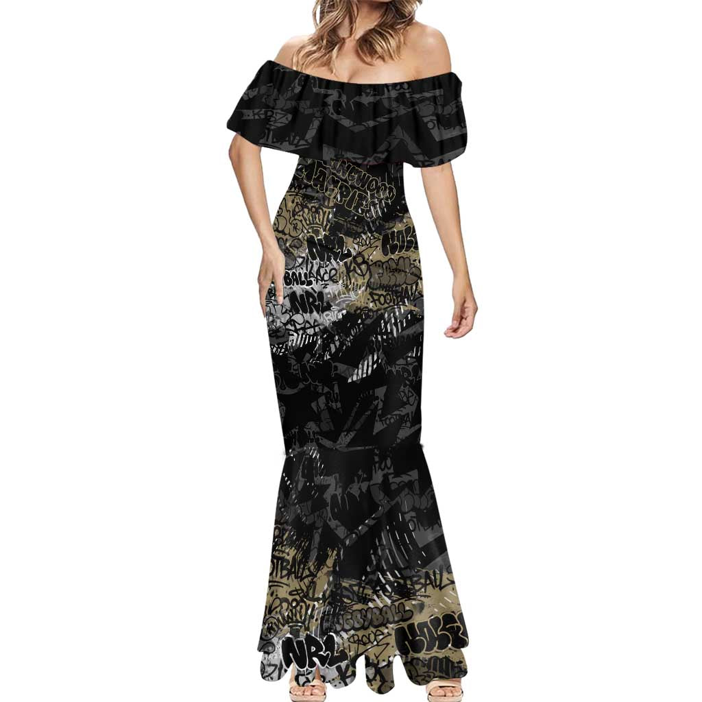 Collingwood Magpies Mermaid Dress Urban Graffiti Street Art - Bold Abstract Spray Paint