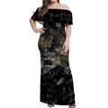 Collingwood Magpies Off Shoulder Maxi Dress Urban Graffiti Street Art - Bold Abstract Spray Paint