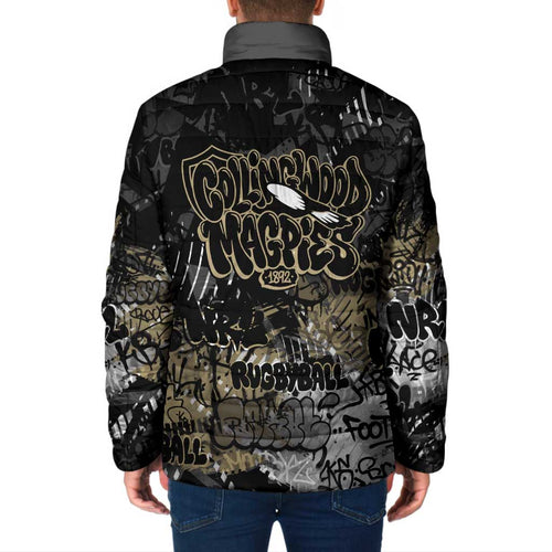 Collingwood Magpies Padded Jacket Urban Graffiti Street Art - Bold Abstract Spray Paint