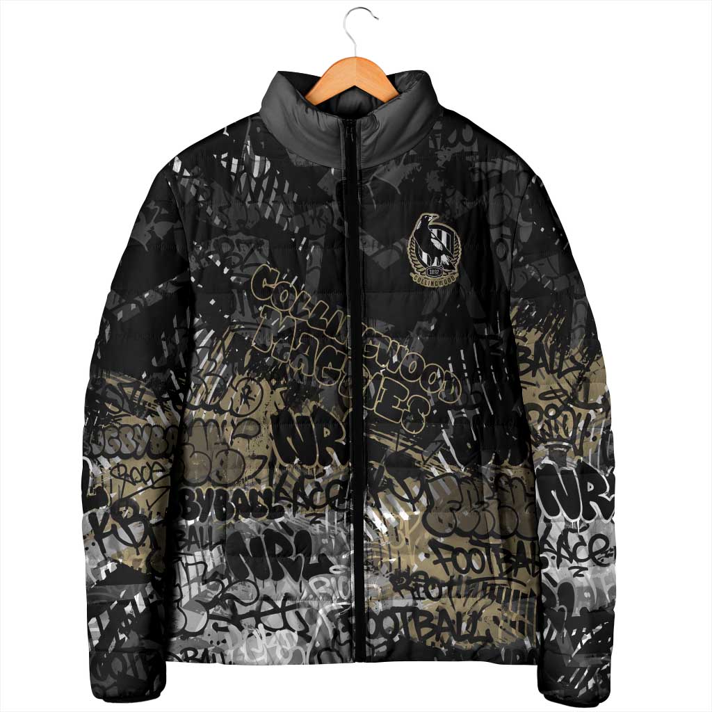Collingwood Magpies Padded Jacket Urban Graffiti Street Art - Bold Abstract Spray Paint