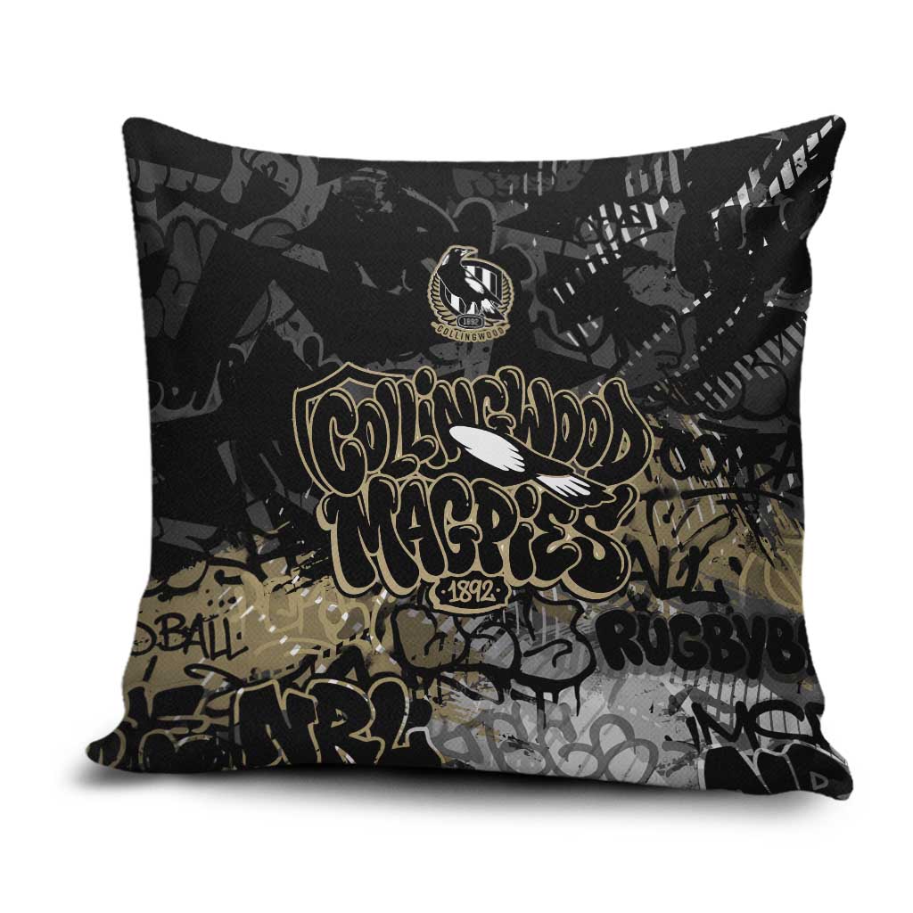 Collingwood Magpies Pillow Cover Urban Graffiti Street Art - Bold Abstract Spray Paint