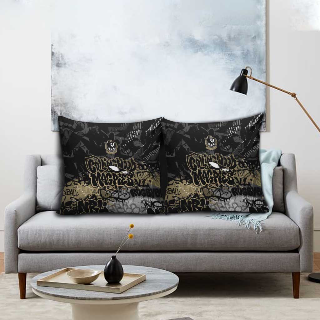 Collingwood Magpies Pillow Cover Urban Graffiti Street Art - Bold Abstract Spray Paint