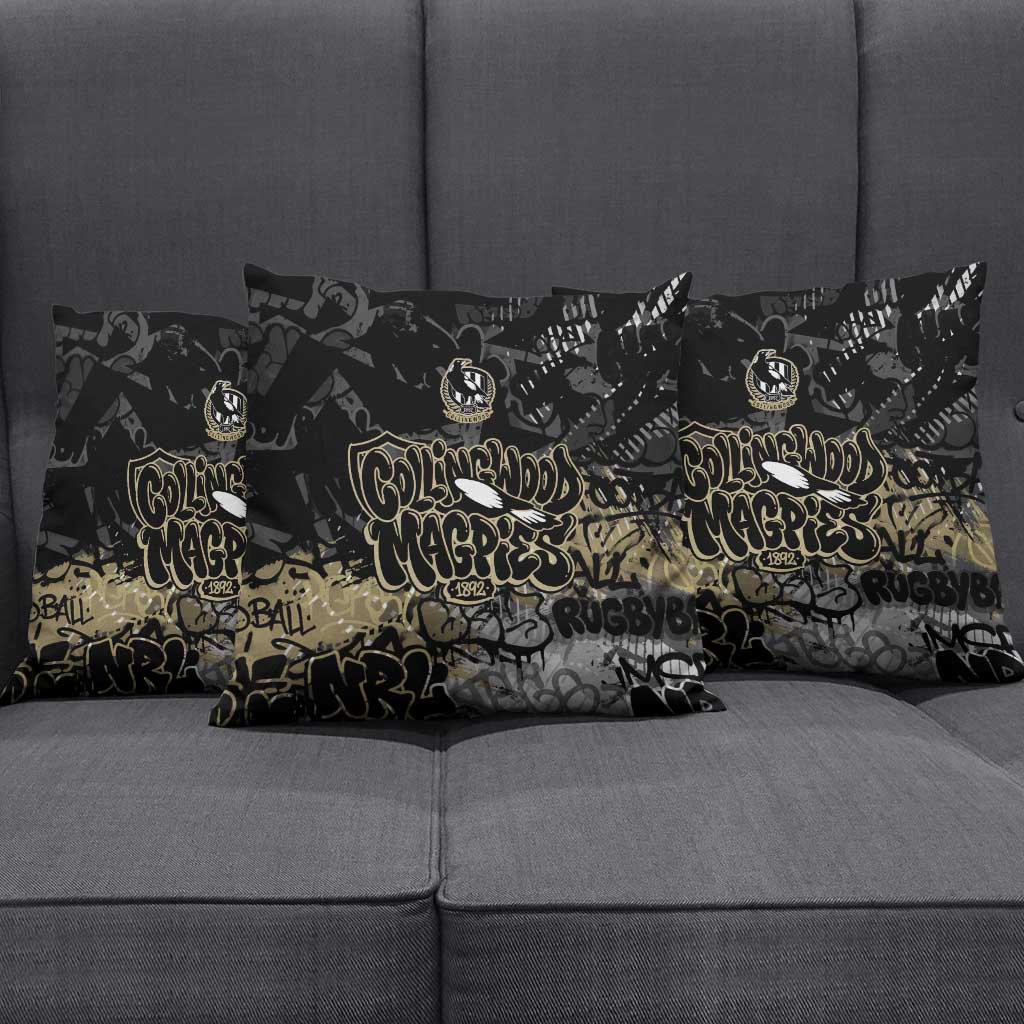 Collingwood Magpies Pillow Cover Urban Graffiti Street Art - Bold Abstract Spray Paint