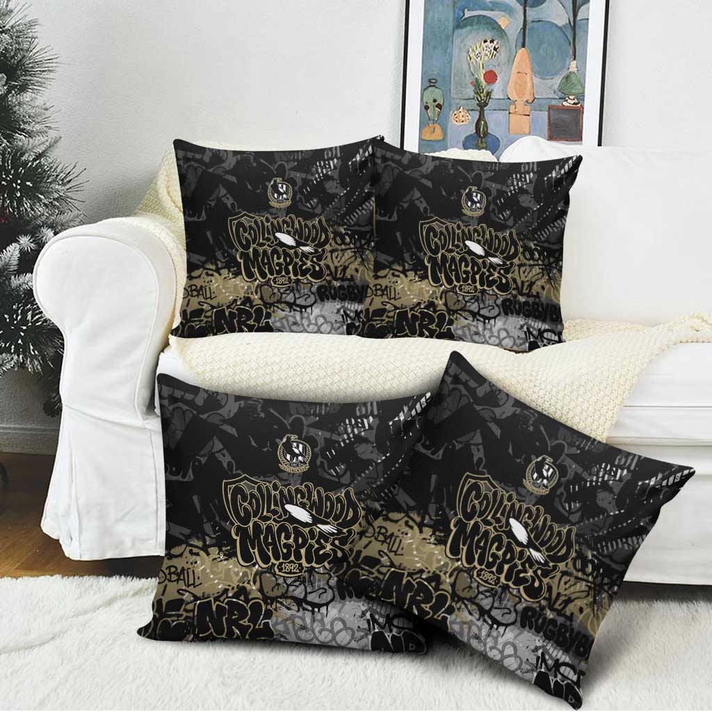 Collingwood Magpies Pillow Cover Urban Graffiti Street Art - Bold Abstract Spray Paint