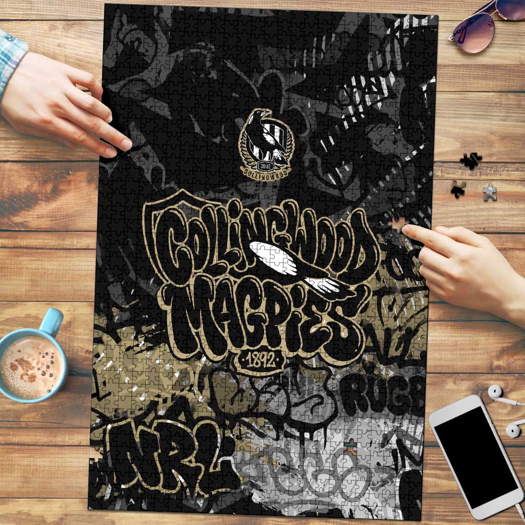 Collingwood Magpies Puzzle Urban Graffiti Street Art - Bold Abstract Spray Paint