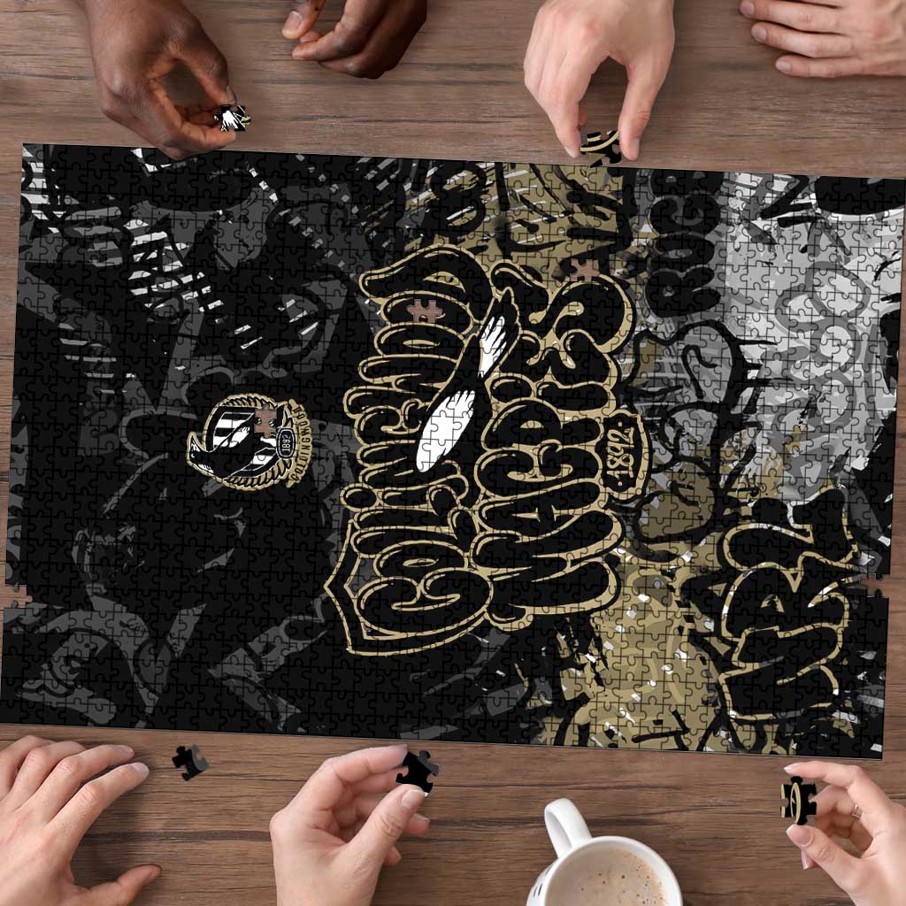 Collingwood Magpies Puzzle Urban Graffiti Street Art - Bold Abstract Spray Paint