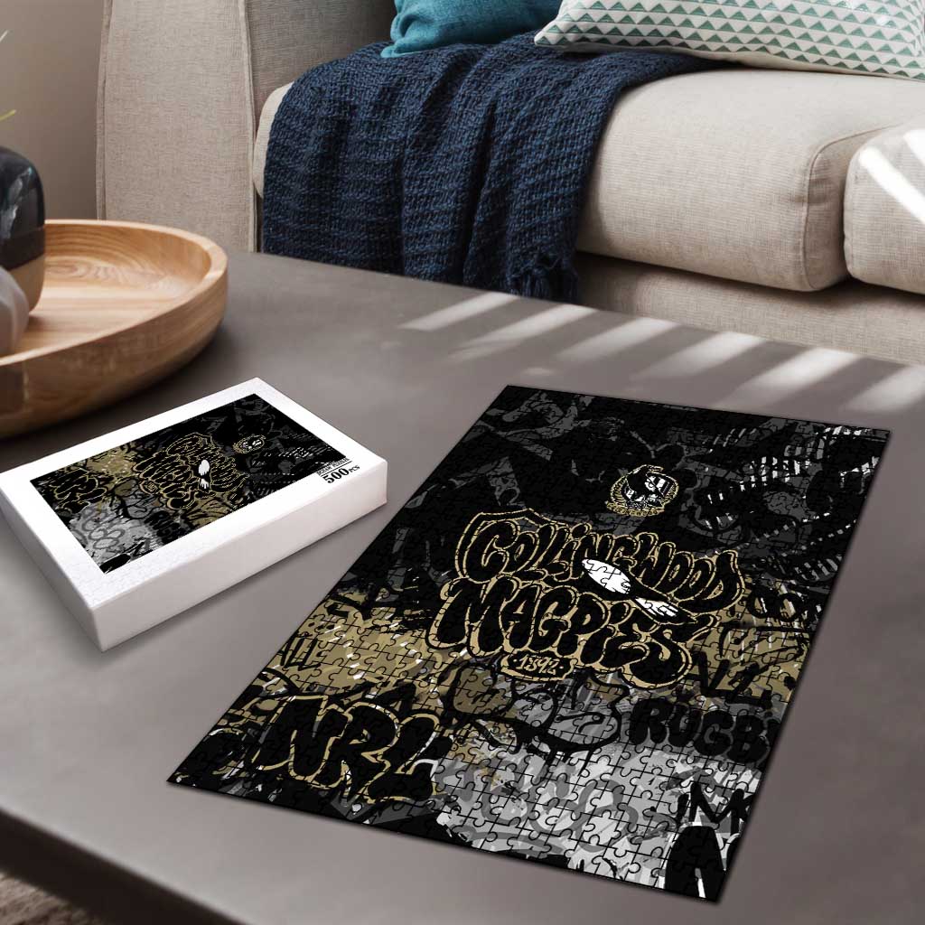 Collingwood Magpies Puzzle Urban Graffiti Street Art - Bold Abstract Spray Paint