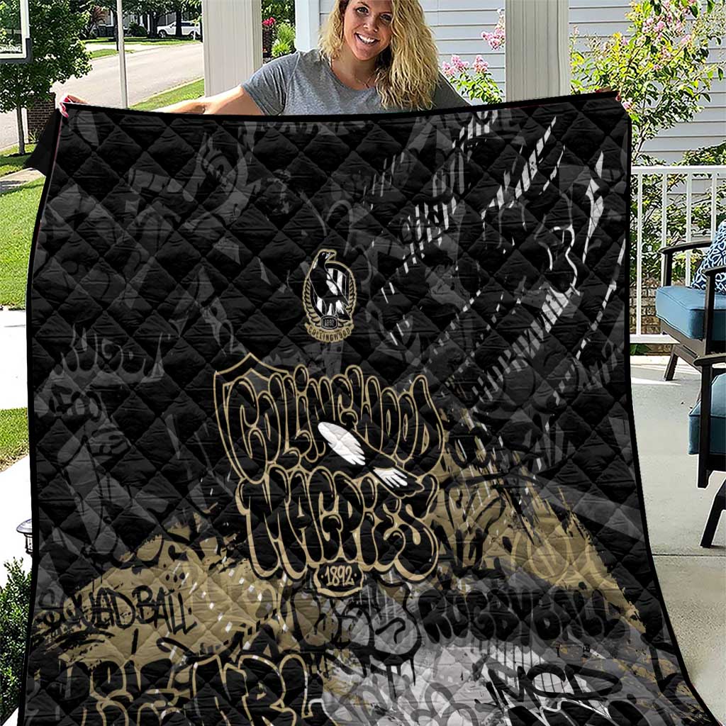 Collingwood Magpies Quilt Urban Graffiti Street Art - Bold Abstract Spray Paint