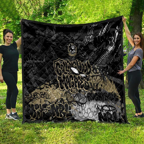 Collingwood Magpies Quilt Urban Graffiti Street Art - Bold Abstract Spray Paint
