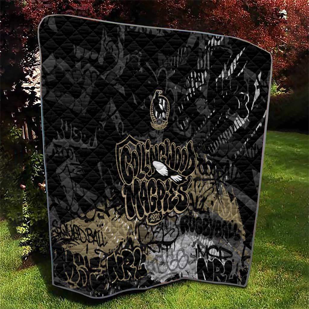 Collingwood Magpies Quilt Urban Graffiti Street Art - Bold Abstract Spray Paint