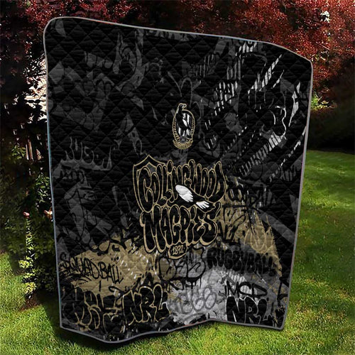 Collingwood Magpies Quilt Urban Graffiti Street Art - Bold Abstract Spray Paint