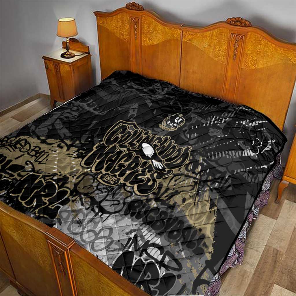 Collingwood Magpies Quilt Urban Graffiti Street Art - Bold Abstract Spray Paint