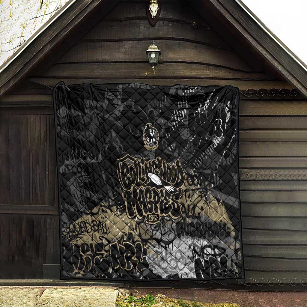Collingwood Magpies Quilt Urban Graffiti Street Art - Bold Abstract Spray Paint