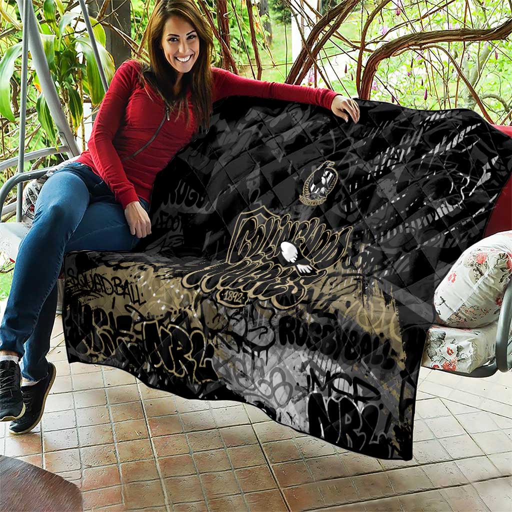 Collingwood Magpies Quilt Urban Graffiti Street Art - Bold Abstract Spray Paint