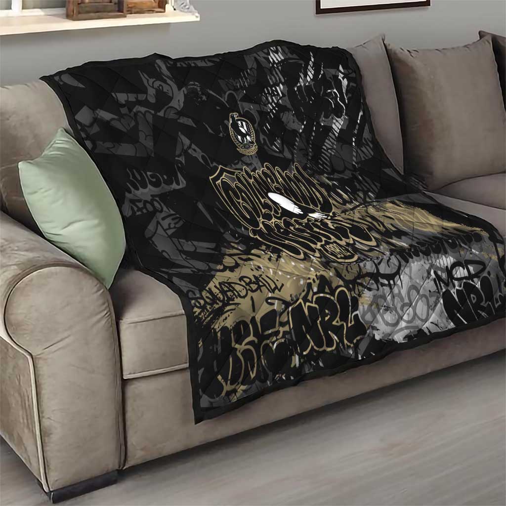 Collingwood Magpies Quilt Urban Graffiti Street Art - Bold Abstract Spray Paint