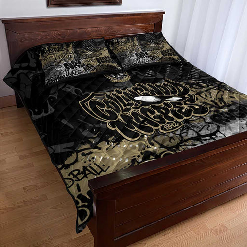 Collingwood Magpies Quilt Bed Set Urban Graffiti Street Art - Bold Abstract Spray Paint