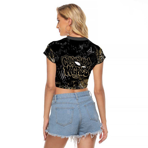 Collingwood Magpies Raglan Cropped T Shirt Urban Graffiti Street Art - Bold Abstract Spray Paint
