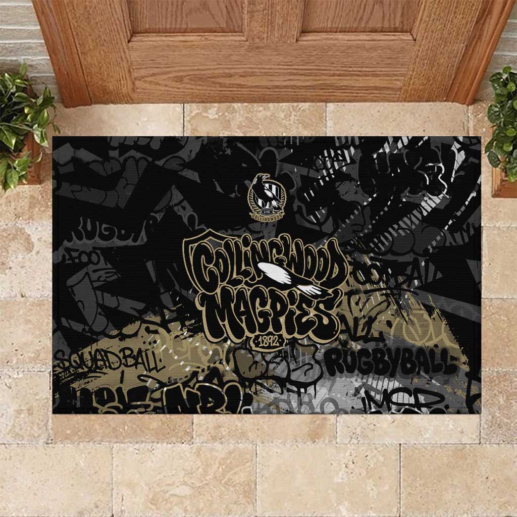 Collingwood Magpies Rubber Doormat Urban Graffiti Street Art - Bold Abstract Spray Paint
