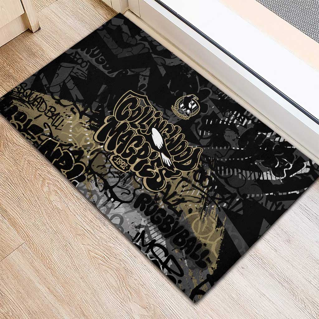 Collingwood Magpies Rubber Doormat Urban Graffiti Street Art - Bold Abstract Spray Paint