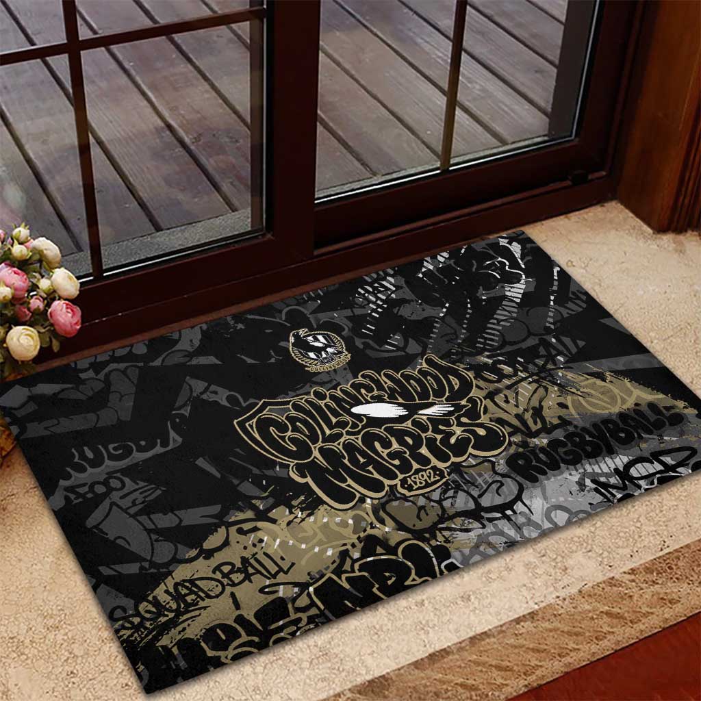 Collingwood Magpies Rubber Doormat Urban Graffiti Street Art - Bold Abstract Spray Paint