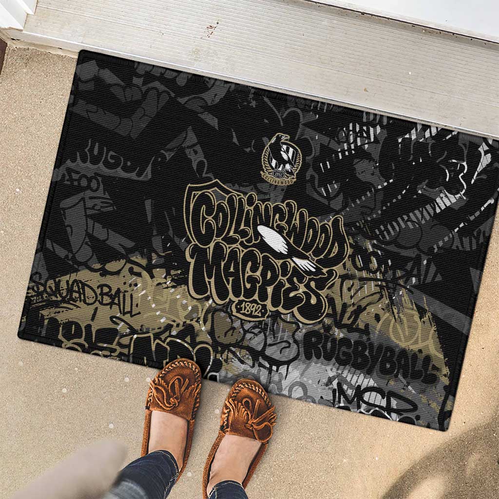 Collingwood Magpies Rubber Doormat Urban Graffiti Street Art - Bold Abstract Spray Paint
