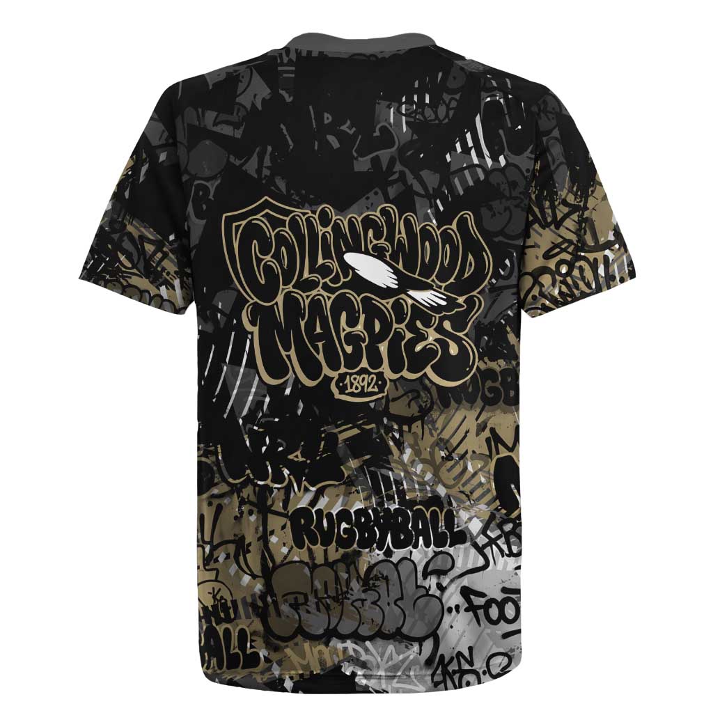 Collingwood Magpies Rugby Jersey Urban Graffiti Street Art - Bold Abstract Spray Paint