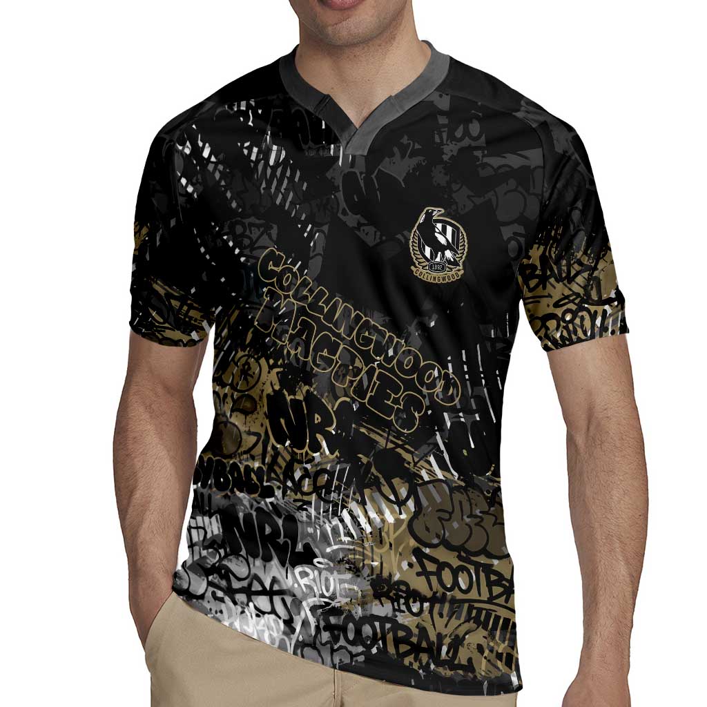 Collingwood Magpies Rugby Jersey Urban Graffiti Street Art - Bold Abstract Spray Paint