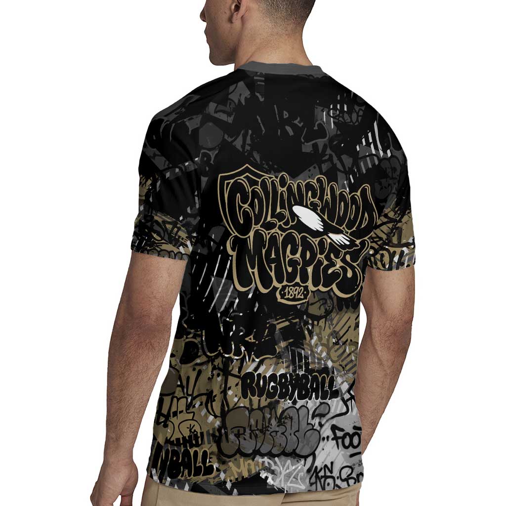 Collingwood Magpies Rugby Jersey Urban Graffiti Street Art - Bold Abstract Spray Paint