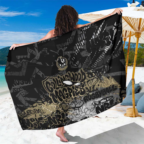 Collingwood Magpies Sarong Urban Graffiti Street Art - Bold Abstract Spray Paint