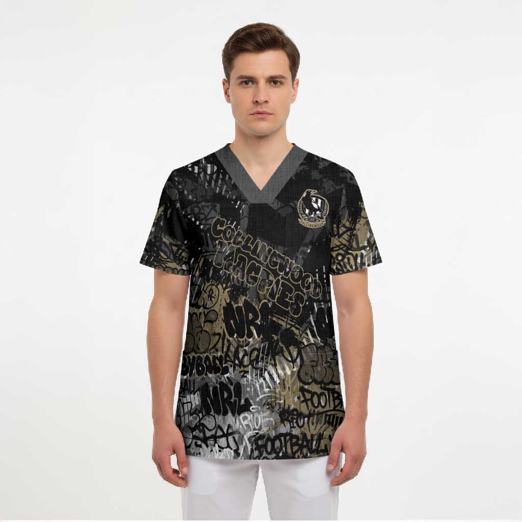Collingwood Magpies Scrub Top Urban Graffiti Street Art - Bold Abstract Spray Paint