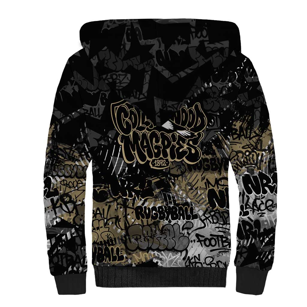Collingwood Magpies Sherpa Hoodie Urban Graffiti Street Art - Bold Abstract Spray Paint