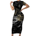 Collingwood Magpies Short Sleeve Bodycon Dress Urban Graffiti Street Art - Bold Abstract Spray Paint