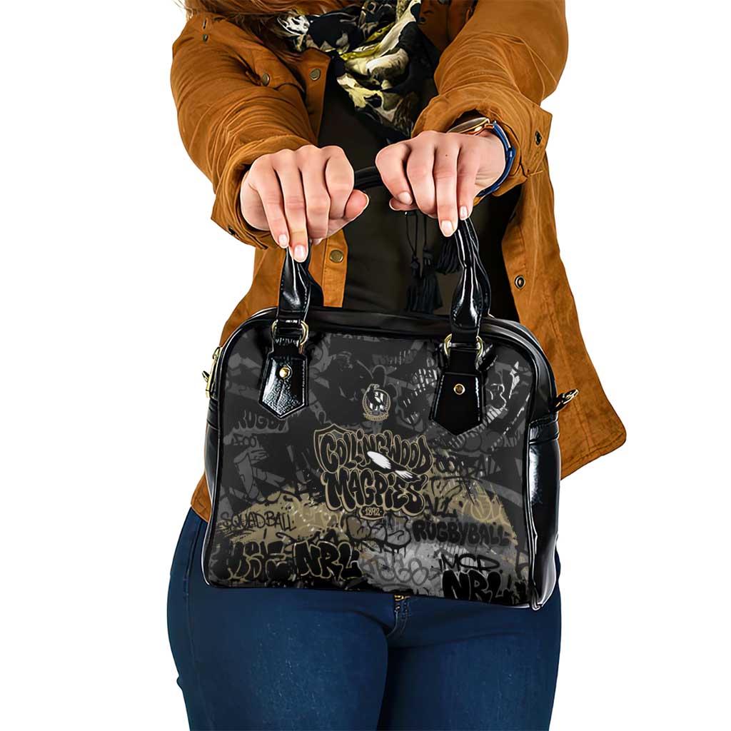 Collingwood Magpies Shoulder Handbag Urban Graffiti Street Art - Bold Abstract Spray Paint