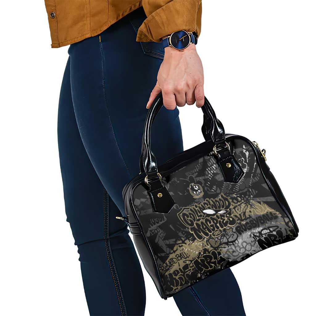 Collingwood Magpies Shoulder Handbag Urban Graffiti Street Art - Bold Abstract Spray Paint