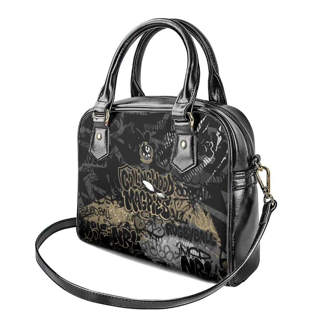 Collingwood Magpies Shoulder Handbag Urban Graffiti Street Art - Bold Abstract Spray Paint
