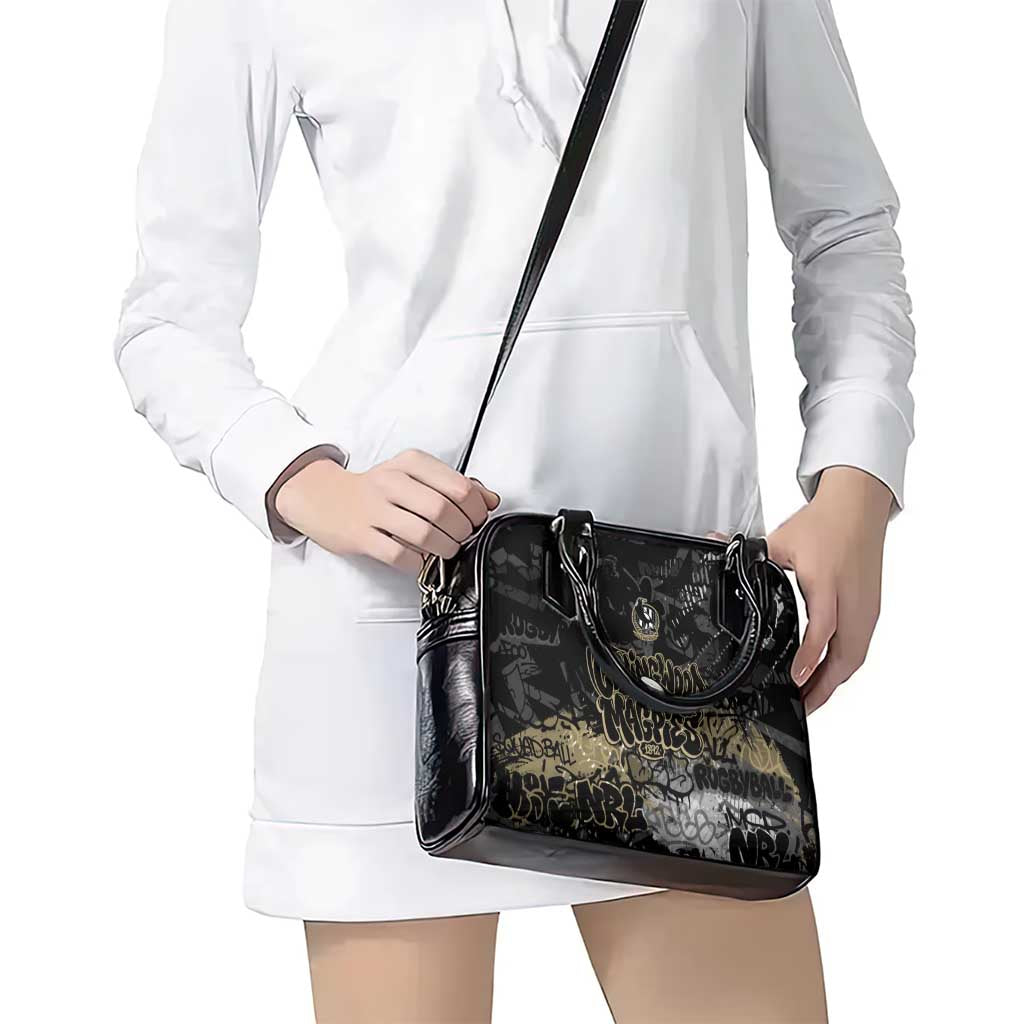 Collingwood Magpies Shoulder Handbag Urban Graffiti Street Art - Bold Abstract Spray Paint