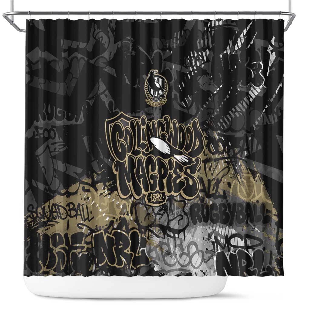 Collingwood Magpies Shower Curtain Urban Graffiti Street Art - Bold Abstract Spray Paint
