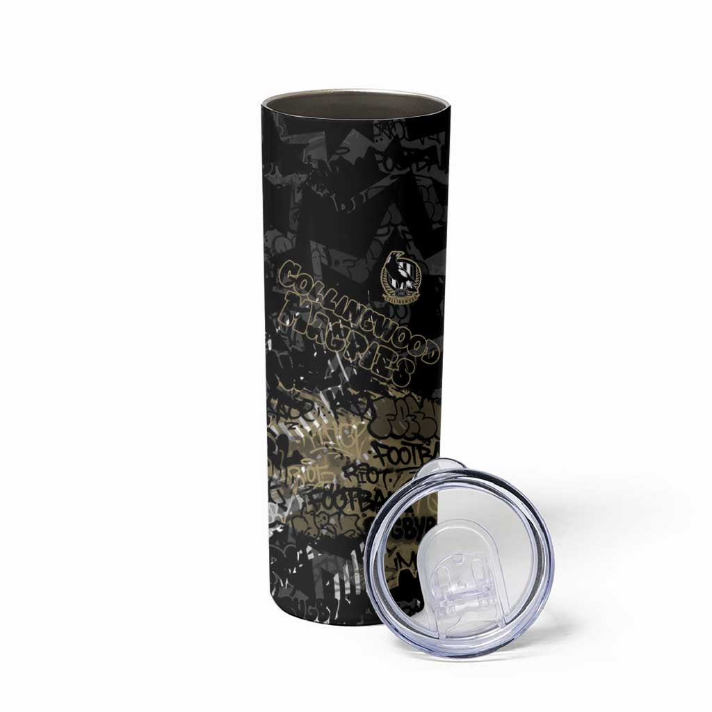 Collingwood Magpies Skinny Tumbler Urban Graffiti Street Art - Bold Abstract Spray Paint