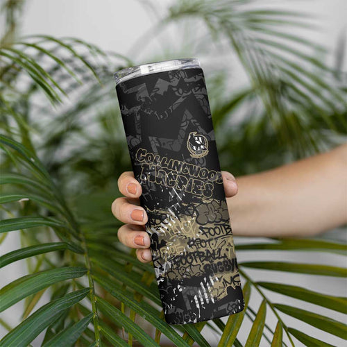 Collingwood Magpies Skinny Tumbler Urban Graffiti Street Art - Bold Abstract Spray Paint