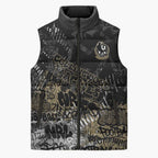 Collingwood Magpies Sleeveless Puffer Jacket Urban Graffiti Street Art - Bold Abstract Spray Paint