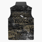 Collingwood Magpies Sleeveless Puffer Jacket Urban Graffiti Street Art - Bold Abstract Spray Paint