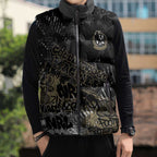 Collingwood Magpies Sleeveless Puffer Jacket Urban Graffiti Street Art - Bold Abstract Spray Paint