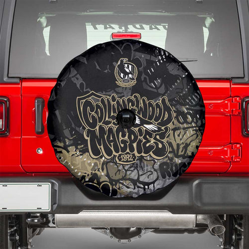 Collingwood Magpies Spare Tire Cover Urban Graffiti Street Art - Bold Abstract Spray Paint