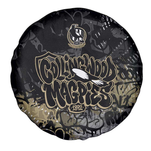 Collingwood Magpies Spare Tire Cover Urban Graffiti Street Art - Bold Abstract Spray Paint