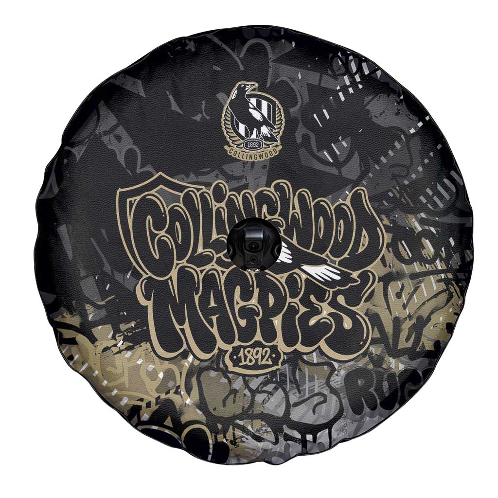 Collingwood Magpies Spare Tire Cover Urban Graffiti Street Art - Bold Abstract Spray Paint