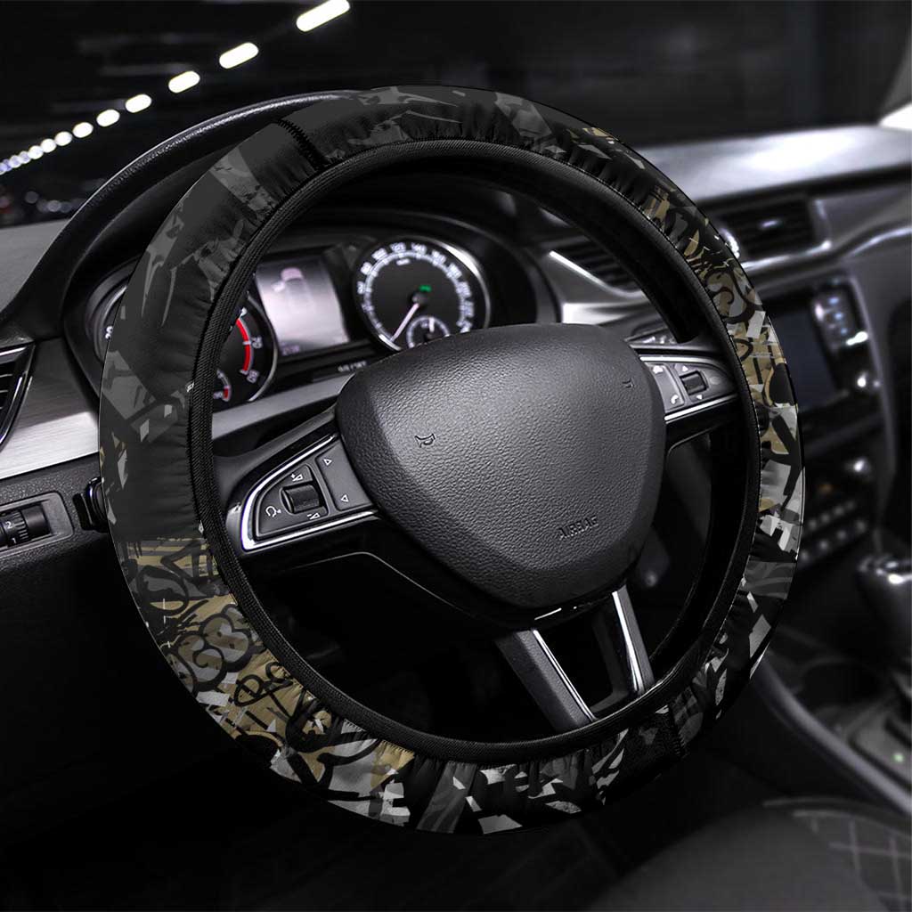 Collingwood Magpies Steering Wheel Cover Urban Graffiti Street Art - Bold Abstract Spray Paint