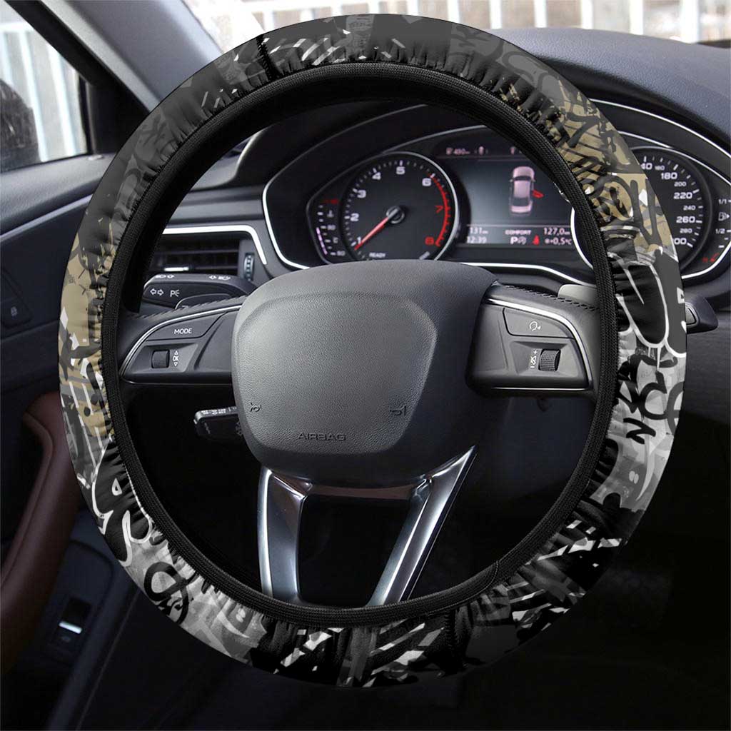 Collingwood Magpies Steering Wheel Cover Urban Graffiti Street Art - Bold Abstract Spray Paint