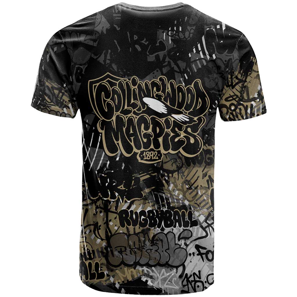 Collingwood Magpies T Shirt Urban Graffiti Street Art - Bold Abstract Spray Paint